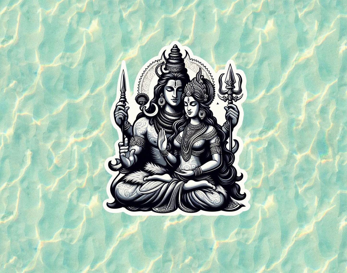 Hindu God and Goddess Shiva and Parvati vinyl decal sticker - many sizes