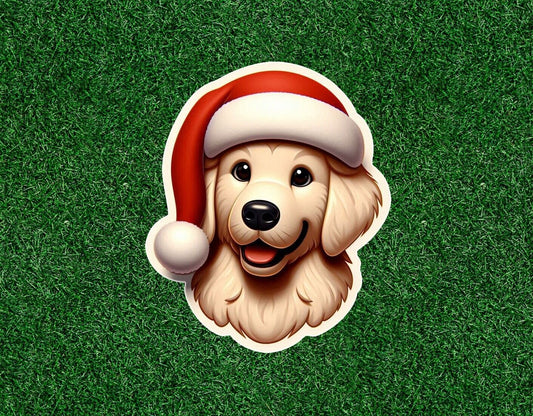 Cute Christmas Golden Retriever dog vinyl decal sticker - many sizes available