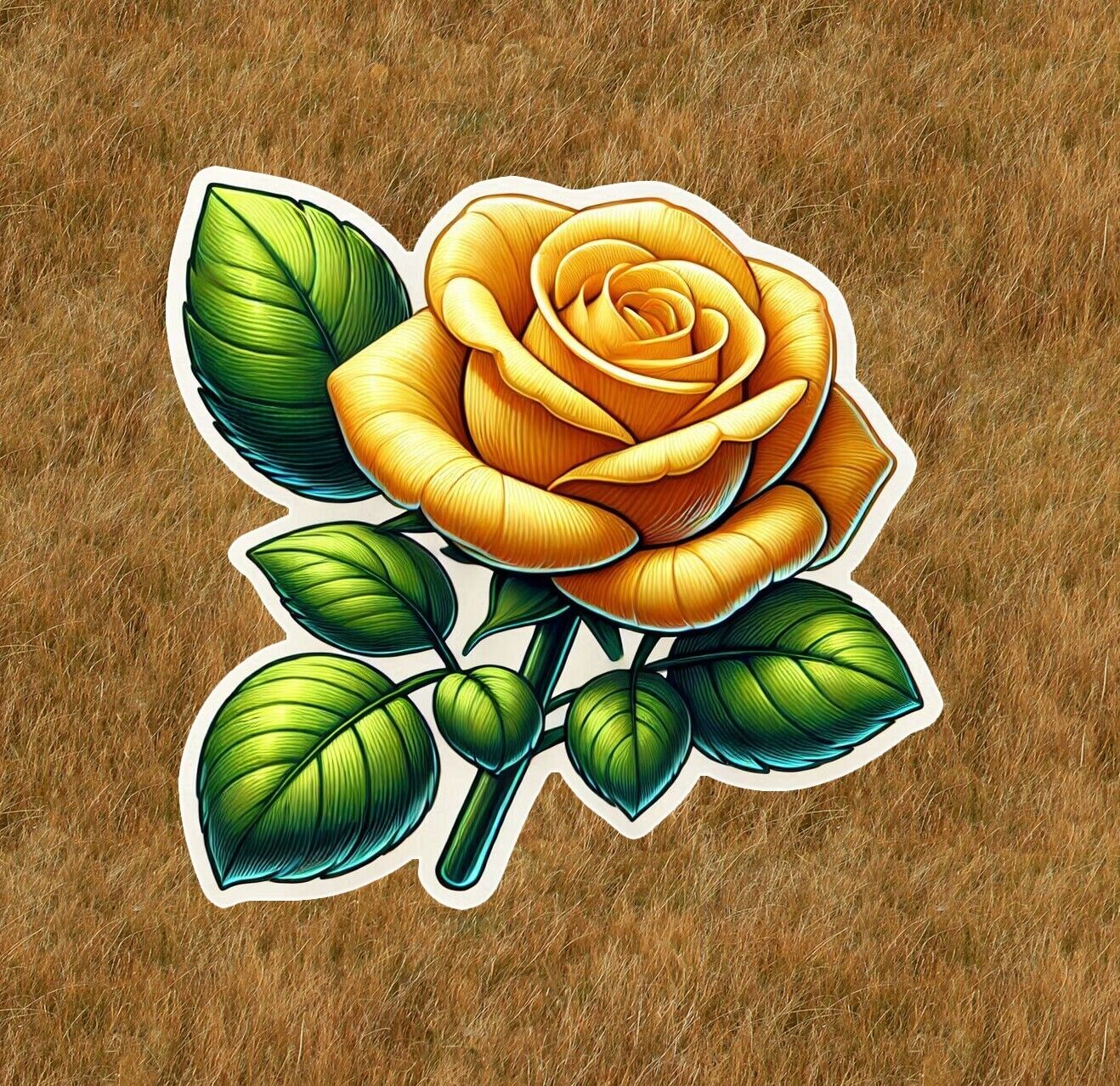 Beautiful yellow rose vinyl sticker decal - many sizes available