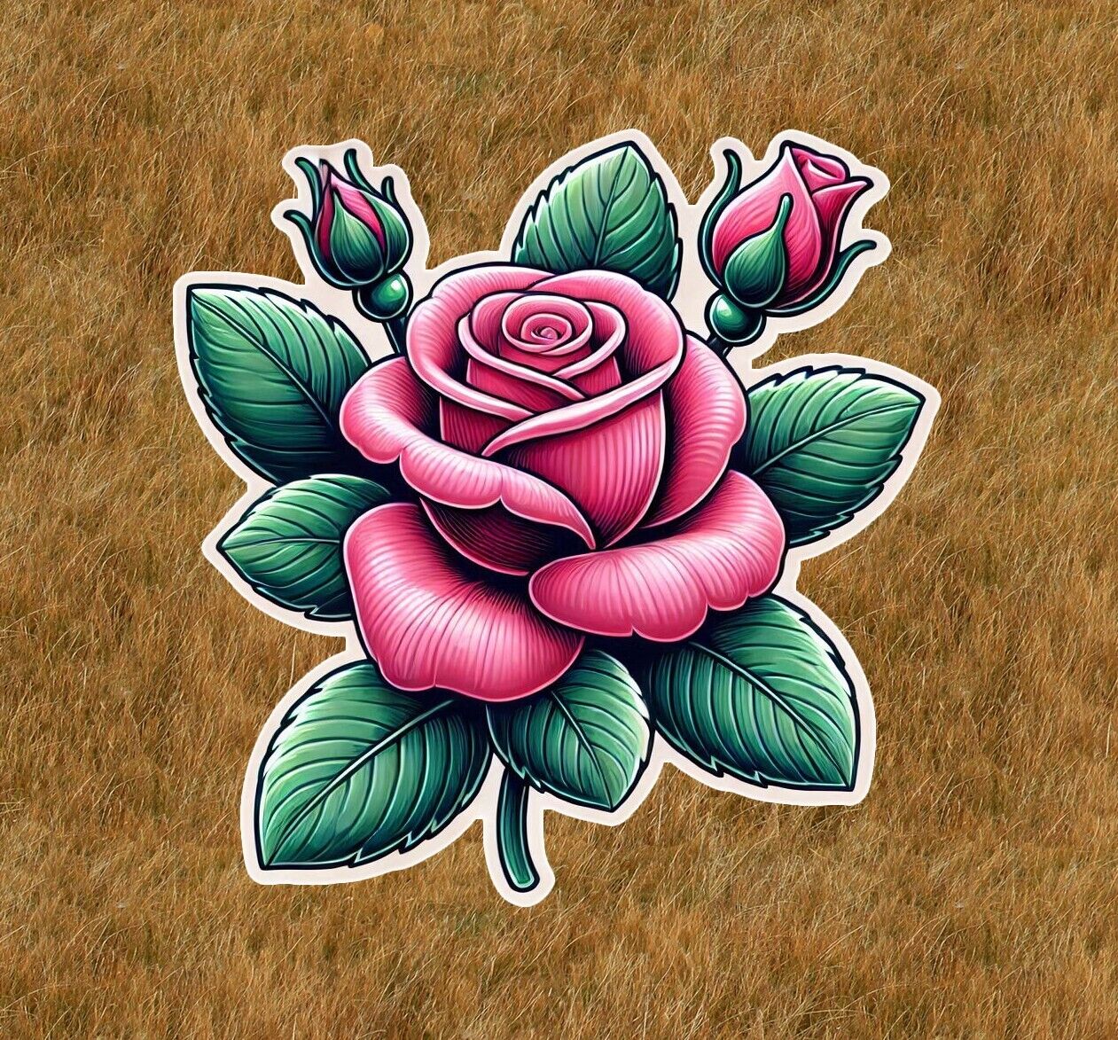 Beautiful pink rose vinyl sticker decal - many sizes available