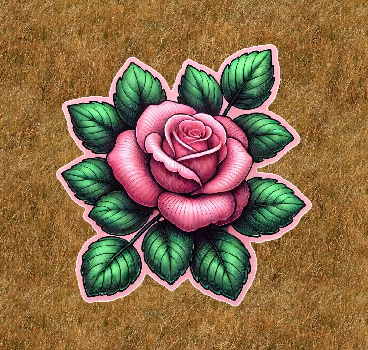 Beautiful pink rose vinyl sticker decal - many sizes available