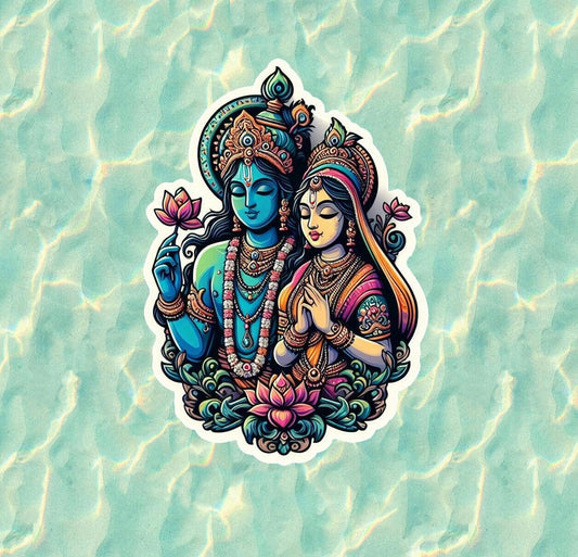 Hindu God and Goddess Radha and Krishna vinyl decal sticker - many sizes avail.