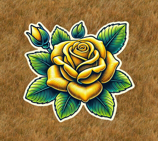 Beautiful yellow rose vinyl sticker decal - many sizes available