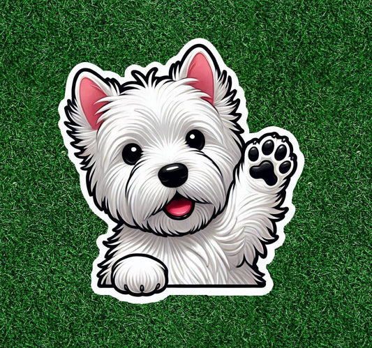 Cute Westie West Highland White Terrier dog vinyl sticker - many sizes available