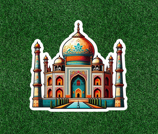 Taj Mahal in a decorative design vinyl sticker decal - many sizes available