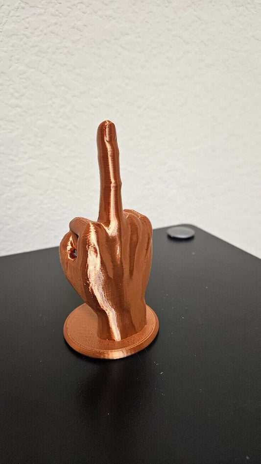 middle finger statue - shimmering copper color - 6 inches height