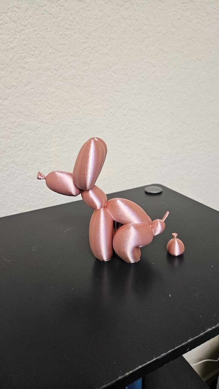 Pooping Balloon Dog 6 inches statue - Shimmering rose gold color