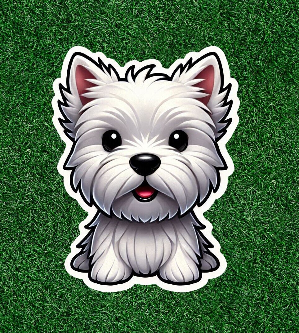 Cute Westie West Highland White Terrier dog vinyl sticker - many sizes available