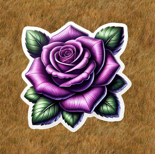 Beautiful purple rose vinyl sticker decal - many sizes available