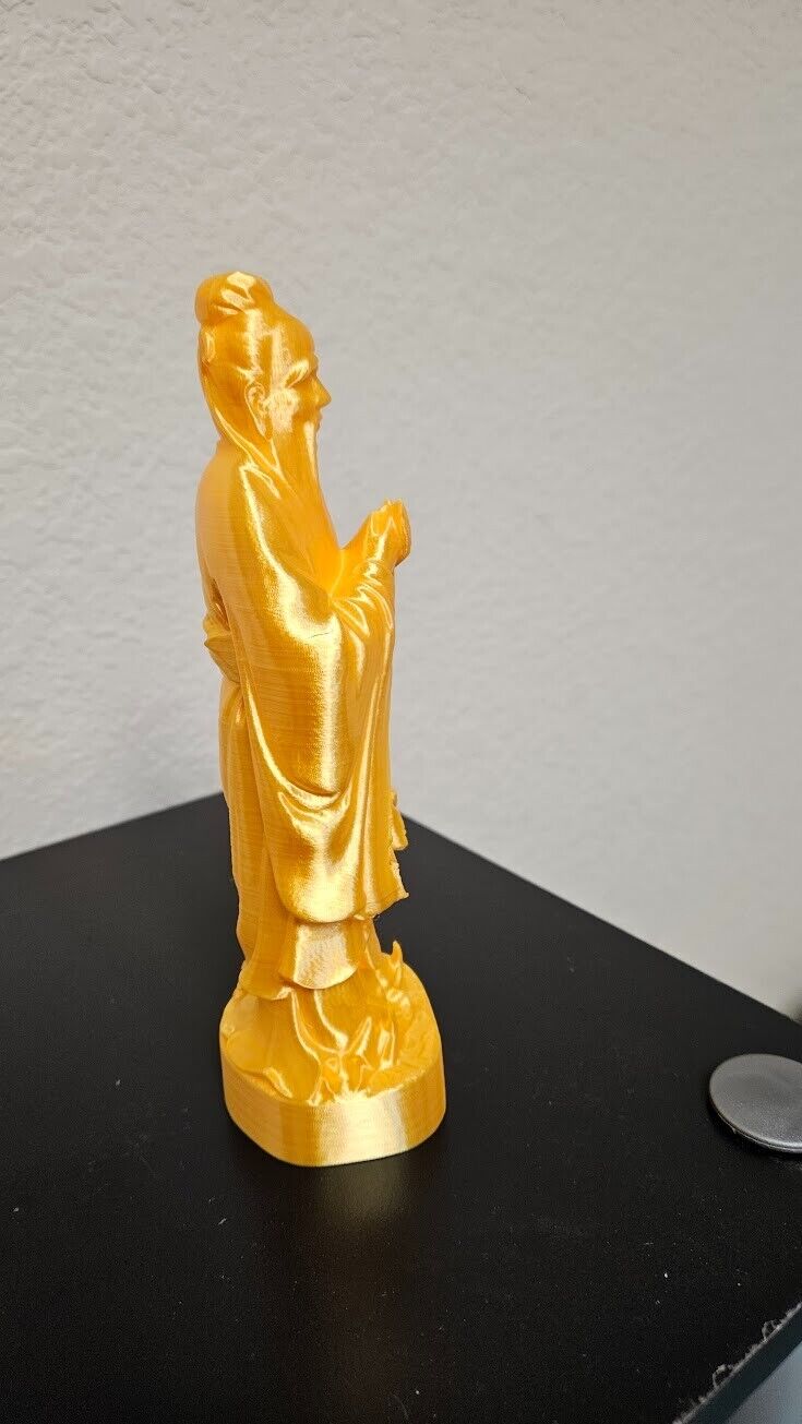 Confucius statue - 9 inches shimmering gold color statue