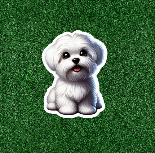 Cute Maltese dog waterproof vinyl sticker decal - many sizes available