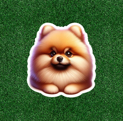 Cute Pomeranian puppy dog 100% waterproof vinyl sticker decal - many sizes
