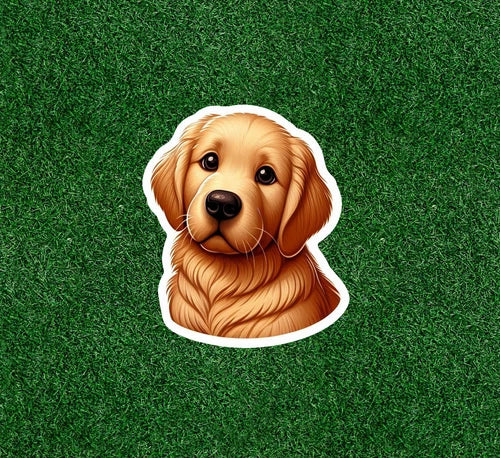 Cute Golden Retriever dog 100% waterproof vinyl sticker decal - many sizes
