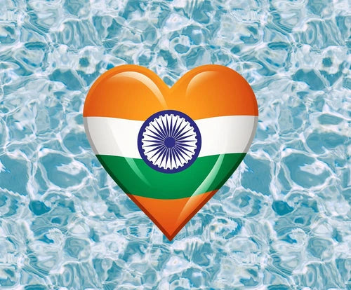 India Flag in a heart design 100% waterproof vinyl sticker decal - many sizes