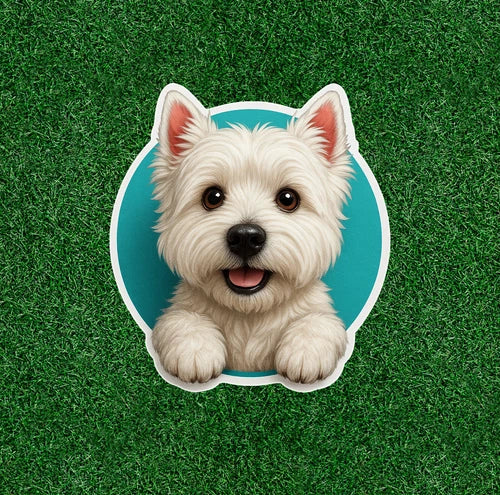 Cute Westie West Highland White Terrier dog waterproof vinyl sticker- many sizes