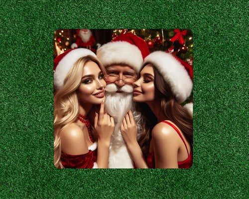 Santa Claus is celebrating Christmas (twice) vinyl sticker decal - several sizes