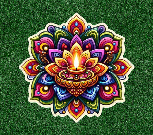 Diwali Deepavali Hindu festival of lights waterproof vinyl sticker - many sizes