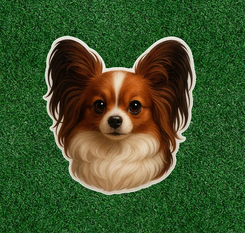 Cute Papillon dog 100% waterproof vinyl sticker decal - many sizes available