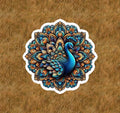 Beautiful peacock in a mandala design waterproof sticker decal- many sizes