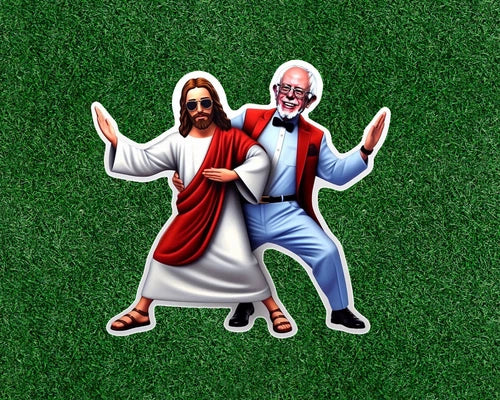 Jesus Dancing with Bernie S  100% waterproof vinyl sticker decal - several sizes