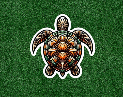 Sea Turtle with a colorful design 100% waterproof vinyl sticker - many sizes