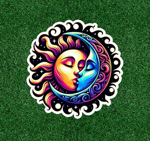 Celestial sun kissing moon 100% waterproof vinyl sticker decal - many sizes