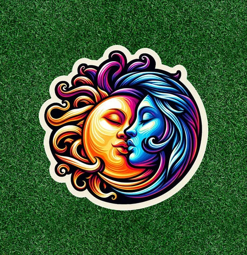 Celestial sun kissing moon 100% waterproof vinyl sticker decal - many sizes