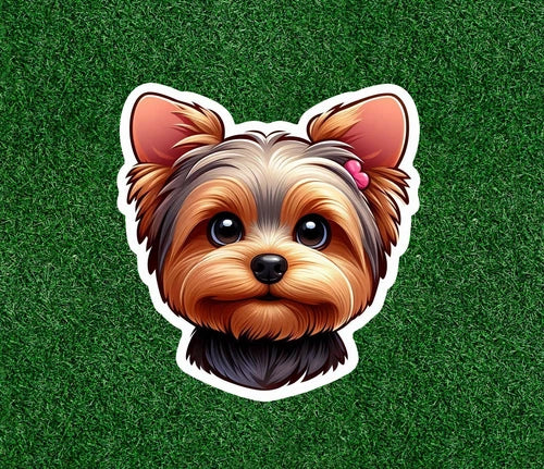 Cute Yorkshire Terrier yorkie dog waterproof vinyl sticker decal - many sizes