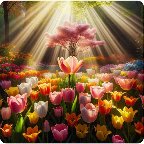 Beautiful colorful tulips 100% waterproof vinyl sticker decal - many sizes