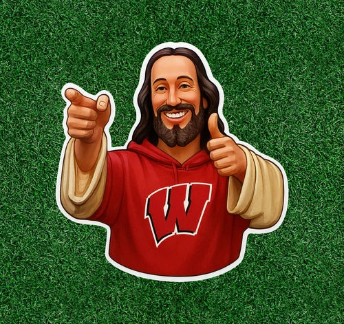 Jesus is a Wisconsin sports fan 100% waterproof vinyl sticker - several sizes