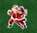 Santa Claus is dancing with sexy Mrs Claus vinyl sticker decal - several sizes