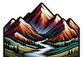 Beautiful translucent Mountain Range 100% waterproof vinyl sticker - many sizes