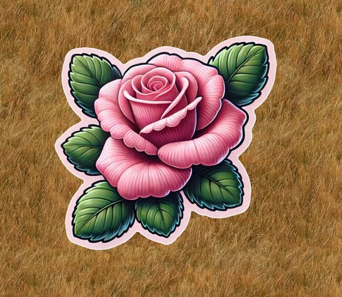 Beautiful pink rose 100% waterproof vinyl sticker decal - many sizes available