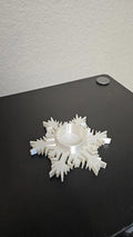 White snowflake design tealight candle holder - 4 inches diameter
