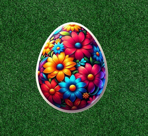 Colorful flower easter egg design 100% waterproof sticker decal - many sizes