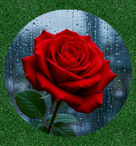 Circular red rose 100%  waterproof vinyl sticker decal - many sizes