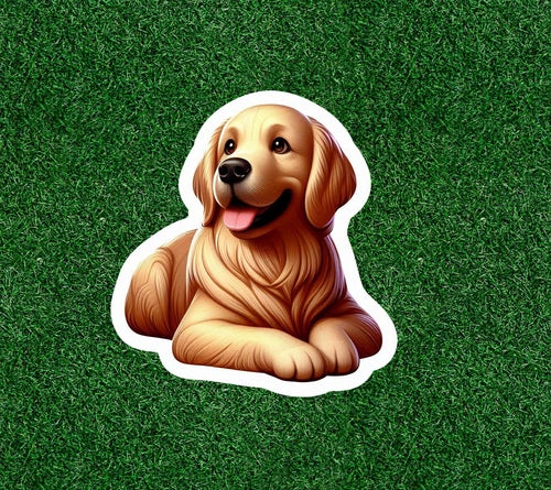 Cute Golden Retriever dog 100% waterproof vinyl sticker decal - many sizes