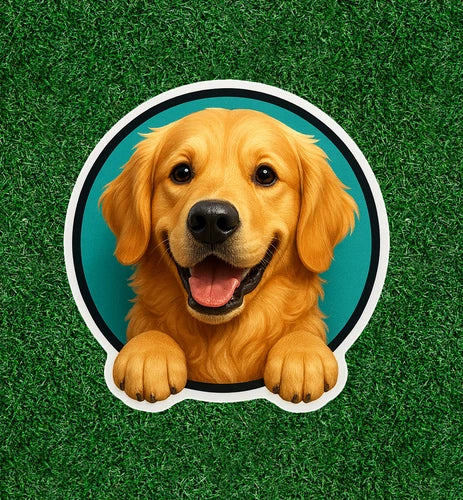 Cute Golden Retriever dog 100% waterproof vinyl decal sticker - many sizes