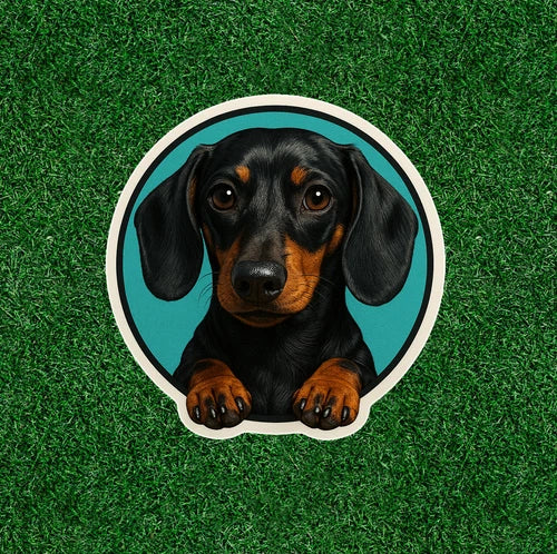 Cute little dachshund doxie 100% waterproof dog vinyl sticker decal - many sizes