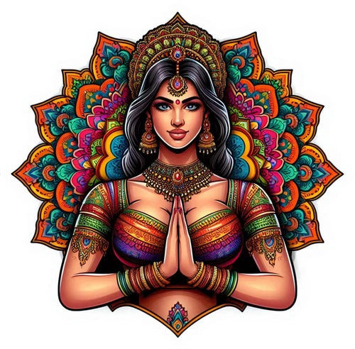 Namaste mandala Indian prayer design vinyl decal sticker - many sizes available