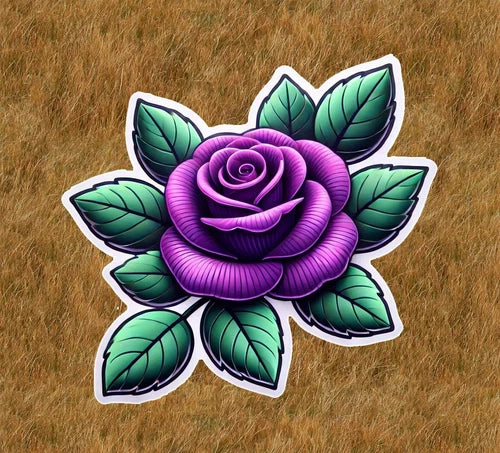 Beautiful purple rose 100% waterproof vinyl sticker decal - many sizes available
