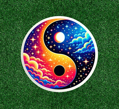 Beautiful Sky Yin Yang design 100% waterproof vinyl sticker decal - many sizes