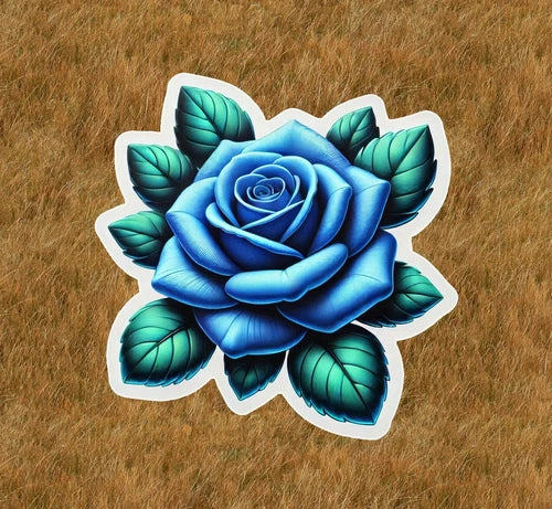 Beautiful blue rose 100% waterproof vinyl sticker decal - many sizes available