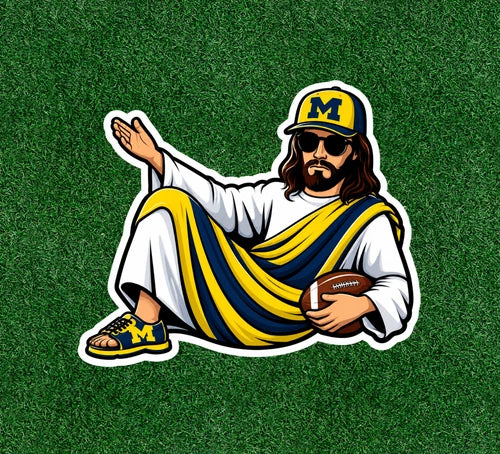 Jesus is a Michigan sports fan 100% waterproof vinyl sticker - several sizes