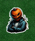 Halloween  scary pumpkin head 100% waterproof sticker decal - several sizes