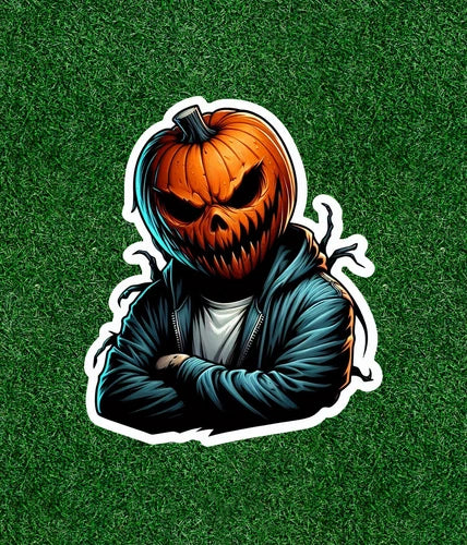 Halloween  scary pumpkin head 100% waterproof sticker decal - several sizes