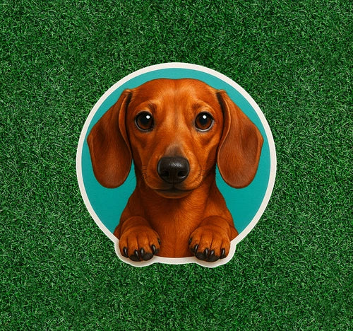 Cute little dachshund doxie 100% waterproof dog vinyl sticker decal - many sizes