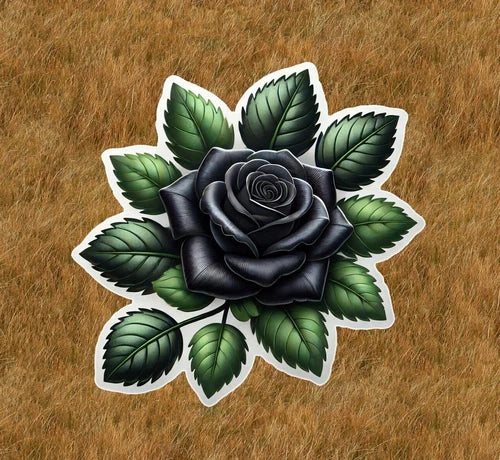 Beautiful black rose 100% waterproof vinyl sticker decal - many sizes available