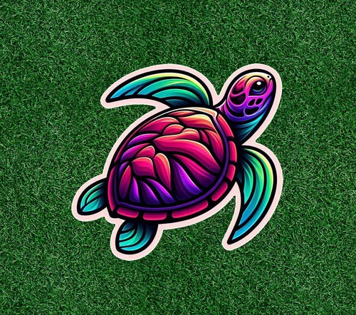 Sea Turtle in colorful design 100% waterproof vinyl sticker decal - many sizes