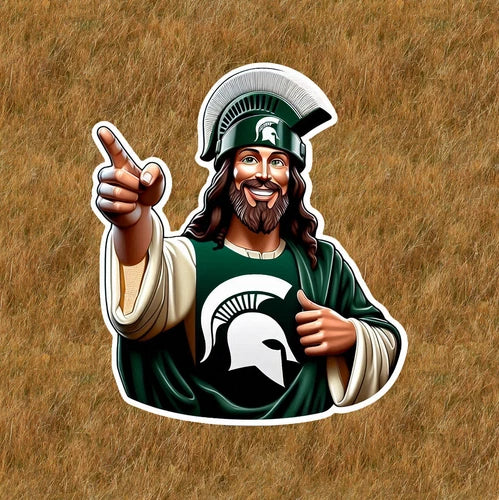 Jesus is a Michigan State sports fan waterproof vinyl sticker - several sizes